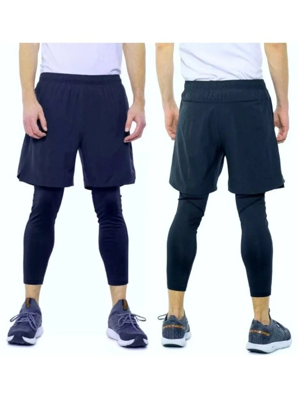 Skora Men's Run Real 2-In-1 Running Shorts and Pants Indigo Ink Chambray Size XL